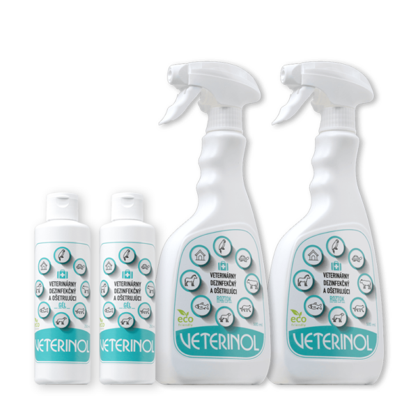 VETERINOL dezinfekčný set 03: 2 x roztok 500ml + 2 x gél 250 ml